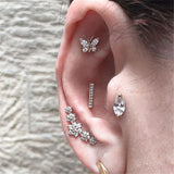 925 Stud Earrings Zircon 925 Sterling Silver Cartilage Earring Jewelry Gift