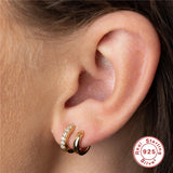 925 Silver Punk Double C-Shape Ear Cuff Ear Clip for Women