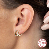 925 Silver Punk Double C-Shape Ear Cuff Ear Clip for Women