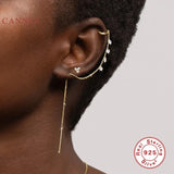 925 Sterling Silver Tassel Chain Ear Clasp Earring