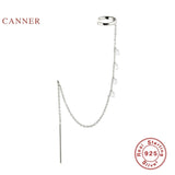 925 Sterling Silver Tassel Chain Ear Clasp Earring