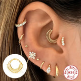 925 Silver Hoop Earrings Zircon Nose Piercing Cartilage Jewelry