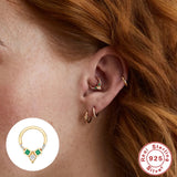 925 Silver Hoop Earrings Zircon Nose Piercing Cartilage Jewelry