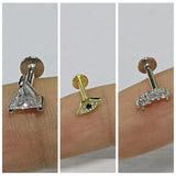 925 Silver Tragus Stud Earrings CZ Lip Cartilage Jewelry