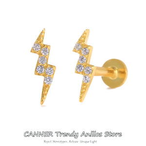925 Silver Tragus Stud Earrings CZ Lip Cartilage Jewelry
