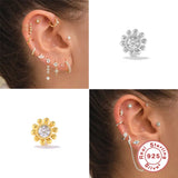 925 Silver Tragus Stud Earrings CZ Lip Cartilage Jewelry