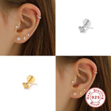 925 Silver Tragus Stud Earrings CZ Lip Cartilage Jewelry