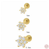 925 Silver CZ Flower Tragus Cartilage Ear Studs Zircon Earrings