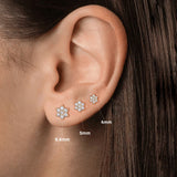 925 Silver CZ Flower Tragus Cartilage Ear Studs Zircon Earrings