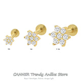 925 Silver CZ Flower Tragus Cartilage Ear Studs Zircon Earrings