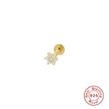 925 Silver CZ Flower Tragus Cartilage Ear Studs Zircon Earrings