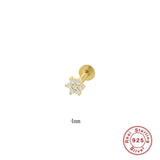 925 Silver CZ Flower Tragus Cartilage Ear Studs Zircon Earrings