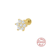 925 Silver CZ Flower Tragus Cartilage Ear Studs Zircon Earrings