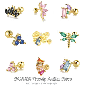 925 Silver Zircon Ear Piercing Earrings for Women Cartilage Earring