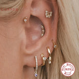 S925 Sterling Silver Mini Hollow Butterfly Earrings