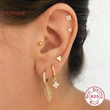 S925 Sterling Silver Mini Hollow Butterfly Earrings