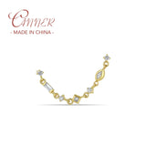 925 Silver Chain Double Earrings Zircon Studs for Women Gift