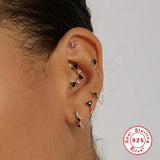 925 Silver Hoop Earrings For Cartilage With Zircon