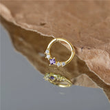 925 Sterling Silver Purple Zircon Hoop Earrings Girls Party Jewelry
