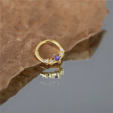 925 Sterling Silver Purple Zircon Hoop Earrings Girls Party Jewelry