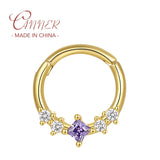 925 Sterling Silver Purple Zircon Hoop Earrings Girls Party Jewelry