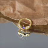 925 Sterling Silver Purple Zircon Hoop Earrings Girls Party Jewelry