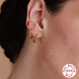 925 Silver Multi-Colored Zircon Stud Earrings Not Allergic