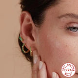 925 Silver Multi-Colored Zircon Stud Earrings Not Allergic