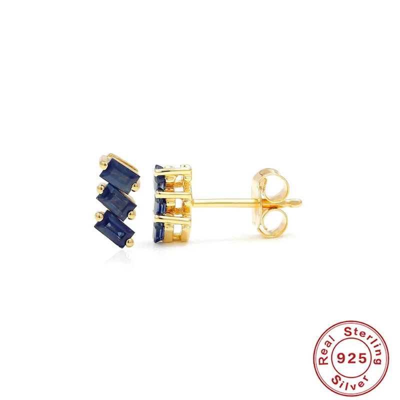925 Silver Multi-Colored Zircon Stud Earrings Not Allergic