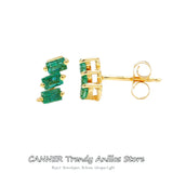 925 Silver Multi-Colored Zircon Stud Earrings Not Allergic
