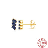 925 Silver Multi-Colored Zircon Stud Earrings Not Allergic
