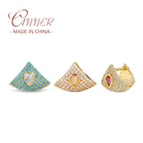 Colorful CZ Micro Inlaid Hoop Earrings Triangle Woman's Jewelry