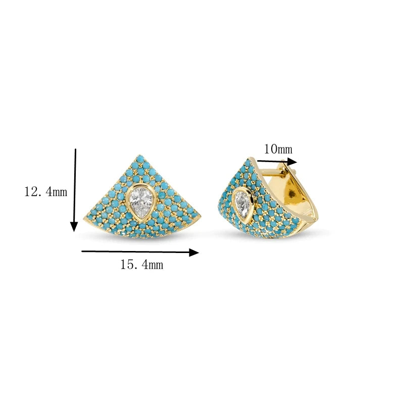 Colorful CZ Micro Inlaid Hoop Earrings Triangle Woman's Jewelry
