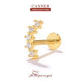 Moon Stars Zircon Earrings 925 Sterling Silver Studs
