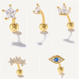 Star Crown Teardrop Earrings 925 Sterling Silver Stud Earrings
