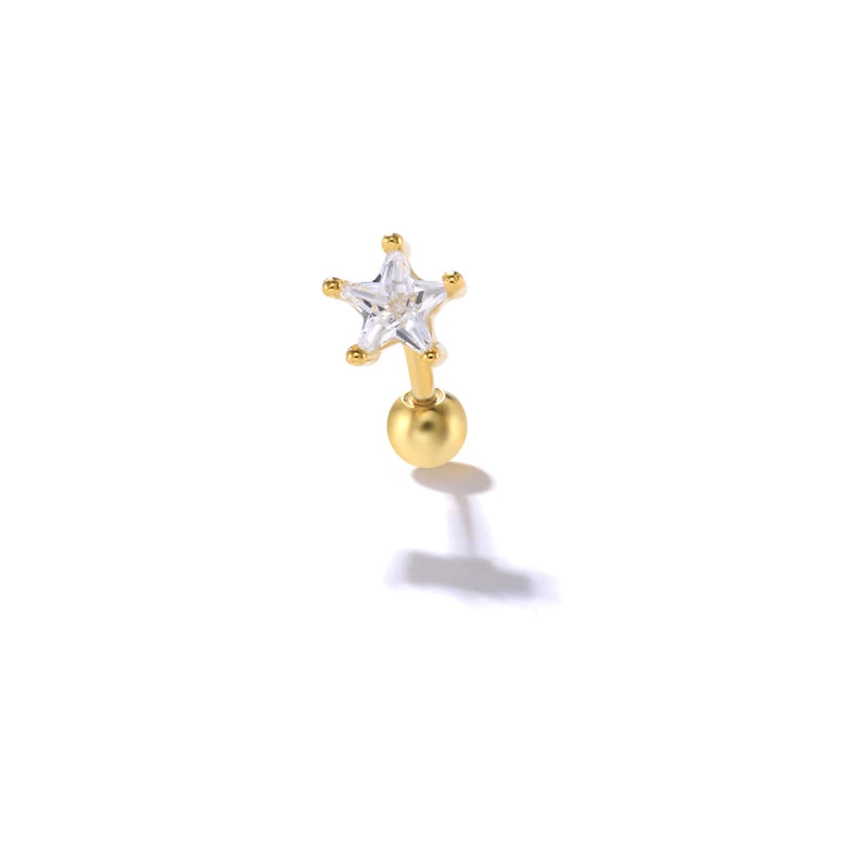 Star Crown Teardrop Earrings 925 Sterling Silver Stud Earrings
