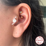 Star Crown Teardrop Earrings 925 Sterling Silver Stud Earrings