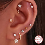 Star Crown Teardrop Earrings 925 Sterling Silver Stud Earrings