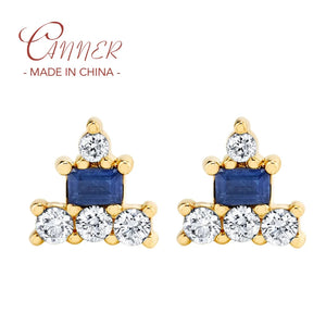925 Silver Double Geometric Zircon Earring - Delicate Daily Jewelry