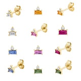 925 Silver Double Geometric Zircon Earring - Delicate Daily Jewelry