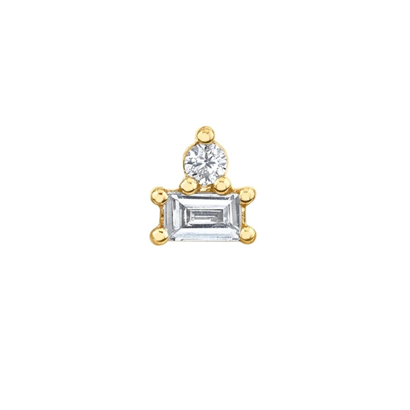 925 Silver Double Geometric Zircon Earring - Delicate Daily Jewelry