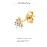 925 Silver Double Geometric Zircon Earring - Delicate Daily Jewelry
