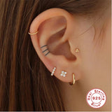 Irregular Zircon Earrings 925 Sterling Silver Piercing Stud Earrings