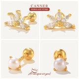 925 Silver Star Moon Stud Earrings Women Ear Piercing