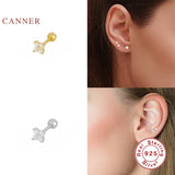 925 Silver Star Moon Stud Earrings Women Ear Piercing
