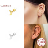925 Silver Star Moon Stud Earrings Women Ear Piercing