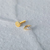 925 Silver Pearl Stud Earring 16G Thread Piercing 18K Wedding
