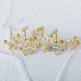 925 Silver Pearl Stud Earring 16G Thread Piercing 18K Wedding