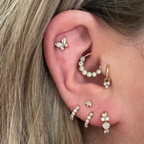 925 Silver Pearl Stud Earring 16G Thread Piercing 18K Wedding