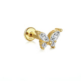 925 Silver Pearl Stud Earring 16G Thread Piercing 18K Wedding
